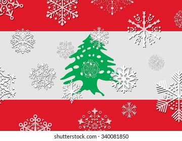 lebanon flag with snowflakes
