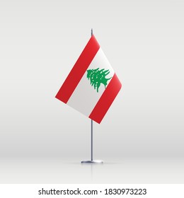 Lebanon flag state symbol isolated on background national banner. Greeting card National Independence Day of the Lebanese Republic. Illustration banner with realistic state flag.