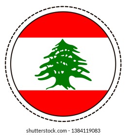 Lebanon flag sticker on white background. Vintage vector seal quality badge. Template design element. National day. Travel sign.