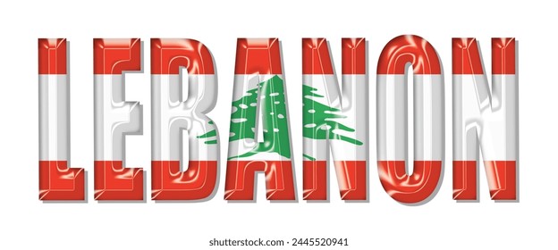 Schriftart für Libanonflagge, 3D-Libanonflagge farbiger Hintergrund, Libanonflagge Vektorillustration