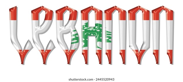 Schriftart für Libanonflagge, 3D-Libanonflagge farbiger Hintergrund, Libanonflagge Vektorillustration