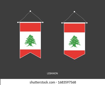 Lebanon flag in various shape, Soccer Flag Pennant Vector ,Vector illustration.