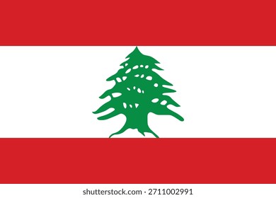 Vector de la bandera del Líbano. Ilustración vectorial plana de la bandera del Líbano con rayas rojas y cedro verde. Diseño limpio para proyectos editoriales, nacionales y culturales.