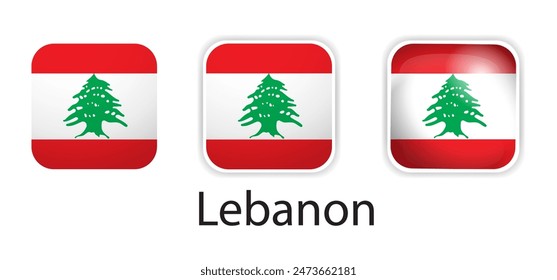 Lebanon flag vector icons set in the shape of rounded square