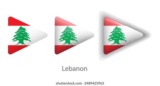 Lebanon flag vector icons set in the shape of rounded triangle