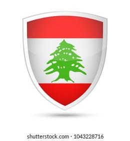 Lebanon Flag Vector Shield Icon - Illustration