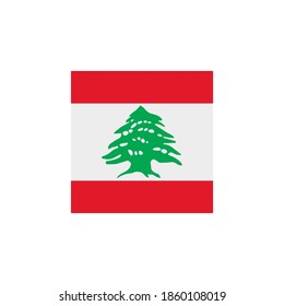 Lebanon flag vector square icon - illustration. Flag of Lebanon. Abstract concept, icon, square, button
