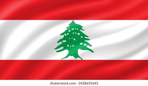 Lebanon flag waving. Background. Vector