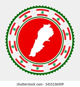 Lebanon flat stamp. Round logo with map and flag of Lebanon. Vector illustration.