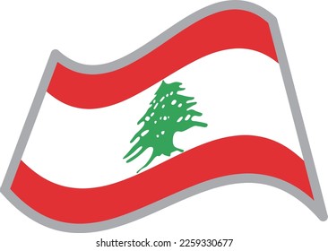 Lebanon fluttering national flag illustration vector material