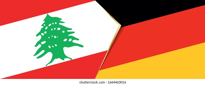 Lebanon and Germany flags, two vector flags symbol of relationship or confrontation.