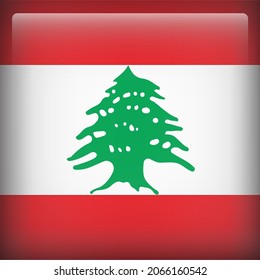 Lebanon Glossy 3D Square Country Flag Icon