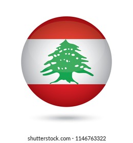 Lebanon glossy round button. Vector Illustration EPS10.