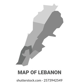 Lebanon Greyscale political map simple flat illustration