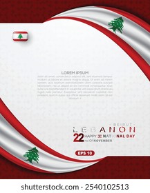Lebanon Happy National Day 22nd of November Background Vector Design With Beautiful Flag For Greeting Card, Banner, Wallpaper, Cover, Social media, illustration, Flyer, Poster, element etc 
