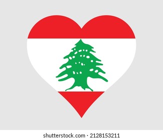 Lebanon Heart Flag. Lebanese Love Shape Country Nation National Flag. Republic of Lebanon Banner Icon Sign Symbol. EPS Vector Illustration.
