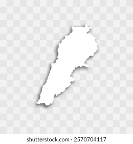 Lebanon high detailed vector representation of country silhouette. White color on transparent background with dropped shadow. For educational, decorative, or informational use.