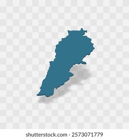 Lebanon high detailed vector representation of country silhouette. 3D map on transparent background with dropped shadow. For educational, decorative, or informational use.