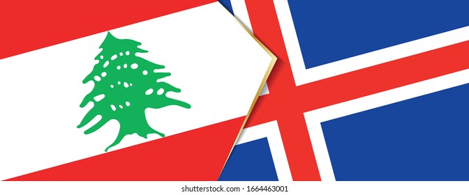 Lebanon and Iceland flags, two vector flags symbol of relationship or confrontation.