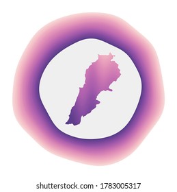Lebanon icon. Colorful gradient logo of the country. Purple-red Lebanon rounded sign with map for your design. Vector illustration.