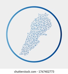 Lebanon icon. Network map of the country. Round Lebanon sign with gradient ring. Technology, internet, network, telecommunication concept. Vector illustration.