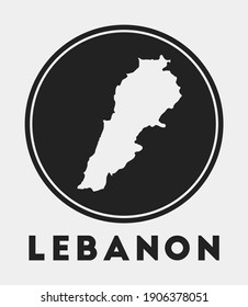 Lebanon icon. Round logo with country map and title. Stylish Lebanon badge with map. Vector illustration.