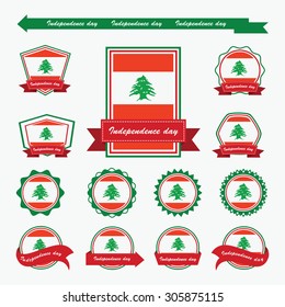 Lebanon independence day flags infographic design
