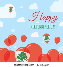 Lebanon Independence Day Flat Patriotic Design. Lebanese Flag Balloons. Happy National Day Lebanon Vector Patriotic Design. Celebration Balloons Patriotic Design.