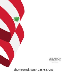 Lebanon independence day Greeting card or national day - 22 November with waving Lebanon flag