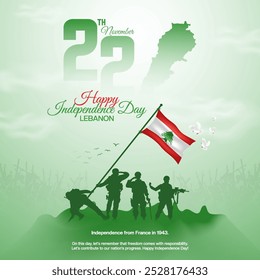 Lebanon Independence Day greeting card design for social media post