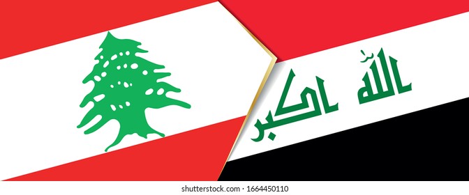Lebanon and Iraq flags, two vector flags symbol of relationship or confrontation.