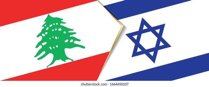 Lebanon and Israel flags, two vector flags symbol of relationship or confrontation.
