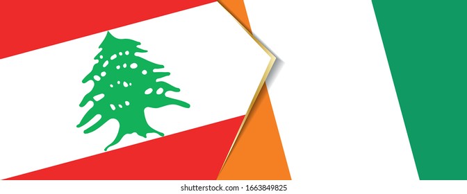 Lebanon and Ivory Coast flags, two vector flags symbol of relationship or confrontation.