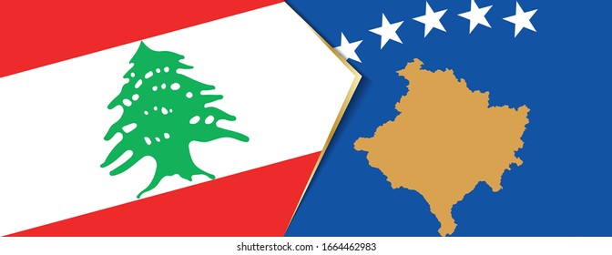 Lebanon and Kosovo flags, two vector flags symbol of relationship or confrontation.