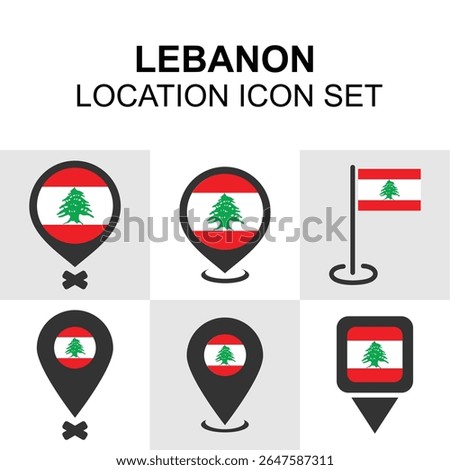 Lebanon location icon set with the iconic cedar tree flag, ideal for mapping tools, cultural, or geographic visuals.