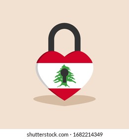 Lebanon Lockdown Love Symbol. Coronavirus Pandemic Puts Lebanon On Lockdown With Isolated Background.