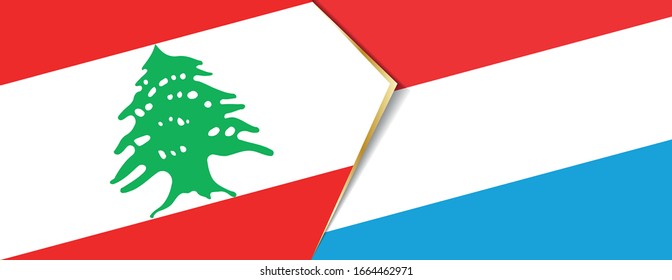 Lebanon and Luxembourg flags, two vector flags symbol of relationship or confrontation.