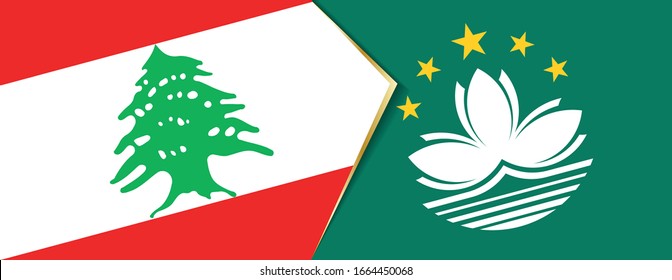 Banderas del Líbano y Macao, dos banderas vectoriales símbolo de relación o confrontación.