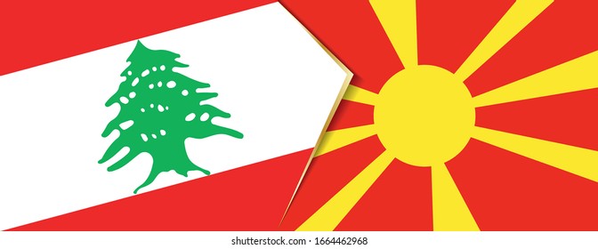 Lebanon and Macedonia flags, two vector flags symbol of relationship or confrontation.