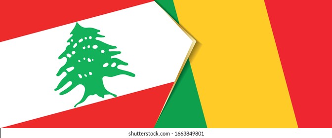 Lebanon and Mali flags, two vector flags symbol of relationship or confrontation.