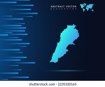 Lebanon map with abstract blue background technology.