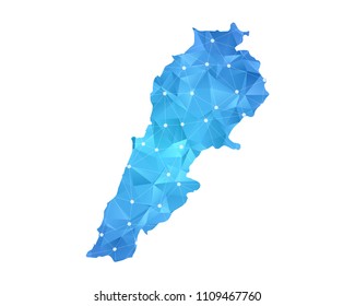 Lebanon Map - Abstract geometric rumpled triangular low poly style gradient graphic on white background , line dots polygonal design for your . Vector illustration eps 10.