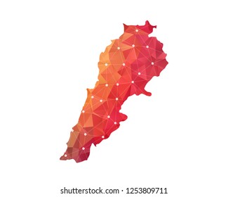 Lebanon Map - Abstract geometric rumpled triangular low poly style gradient graphic on white background , line dots polygonal design for your . Vector illustration eps 10.