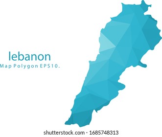 Lebanon Map Abstract geometric rumpled triangular low poly style gradient graphic on white background