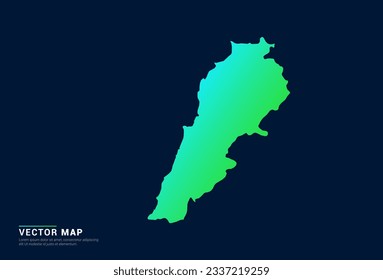 Lebanon map of abstract gradient green blue concept with technology light effect vector.