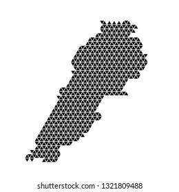 Lebanon map abstract schematic from black triangles repeating pattern geometric background with nodes. Vector illustration.