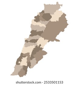 Lebanon map. Map of Lebanon in administrative provinces in multicolor