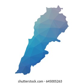 Lebanon map - blue geometric rumpled triangular low poly style gradient graphic background