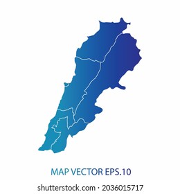 Lebanon map, blue gradient color , infographic style , on white background with Map World. Wire frame 3D mesh , map 3D,