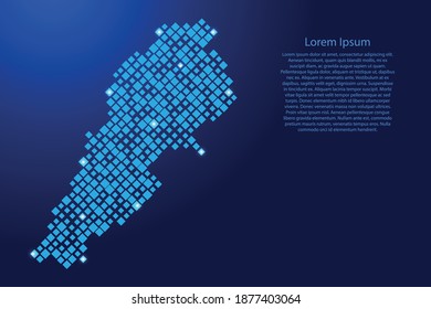 Libanon Karte aus blauen Mustern Hombusse verschiedener Größen und leuchtende Raumsterne Gitter. Vektorgrafik.